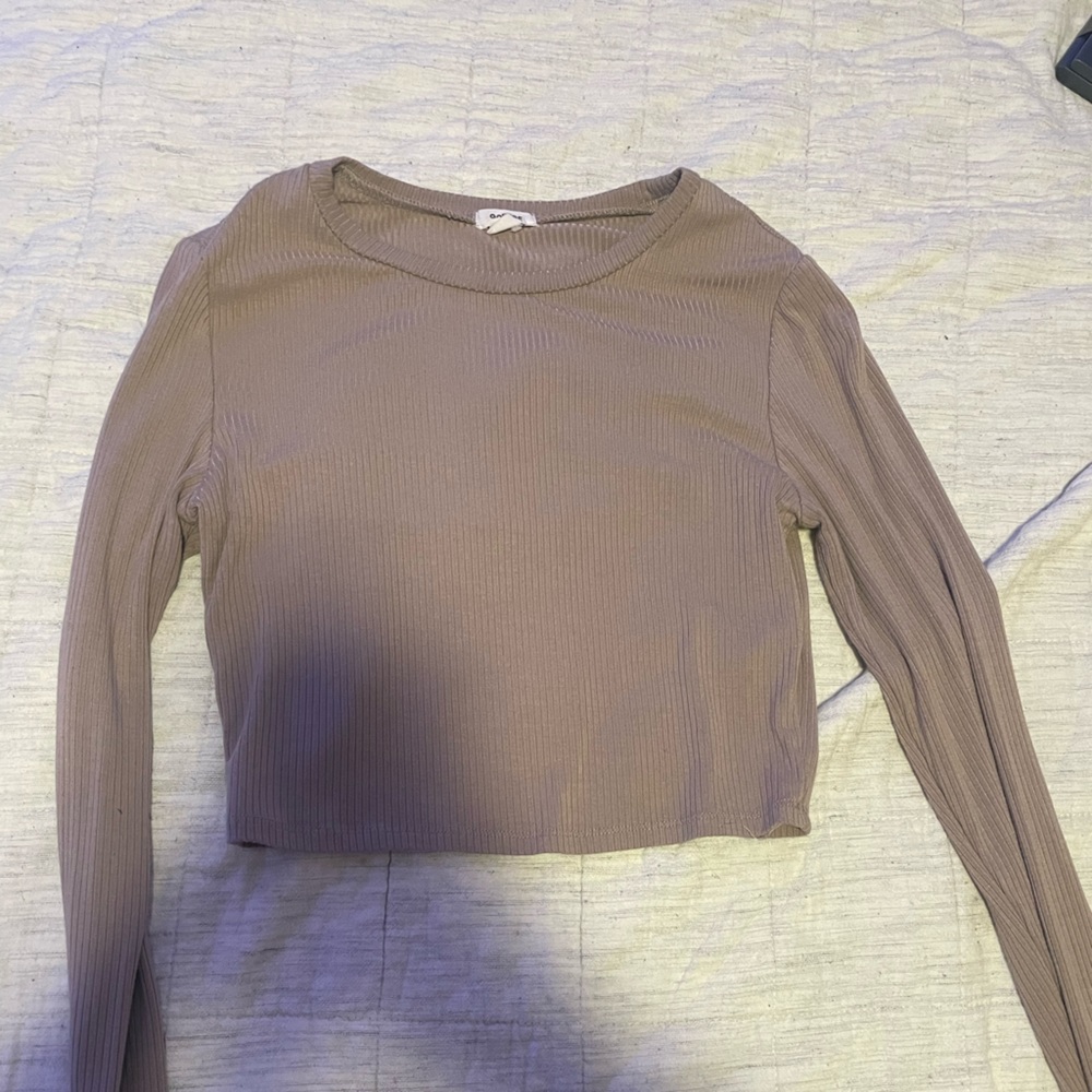 Tan long sleeve cropped shirt from Garage